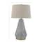 Textured Blue Glaze Ceramic Table Lamp with Natural Linen Shade